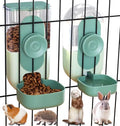 Kenond 35oz Rabbit Food Bowl,Bunny Water Dispenser,Feeders Waterer for Cage | Hanging Auto Ferret Food Water Dispenser, Auto Gravity Pet Feeder and Waterer Set, Cage Cat Food Bowl Dog Feeding Station - color: Green Waterer and Feeder C