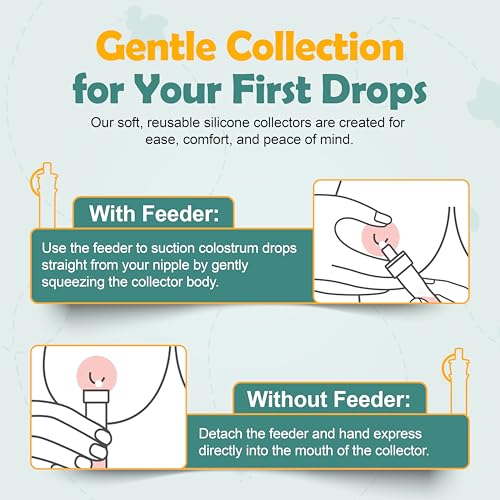 Colostrum Collector Kit | Reusable Silicone Breast Milk Collector for Harvesting Colostrum Breastmilk, Pre-Sterilized Includes Storage Case & Cotton Wipe | Set of 14 Collectors, 5mL each - size: 14 Piece Set