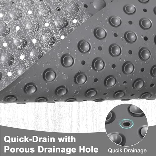 Extra Large Shower Foot Scrubber Mat, Yonala 47x32 Inch Non Slip Shower Mats for Elderly, Anti Slip Shower Mat with Suction Cups, Soft Trimmable TPE Shower Mat for Walk in Shower Stall, Heavy Mat - color: Gray