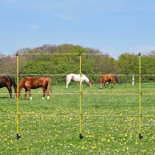 Electric Fence Posts 46 Inches, Fiberglass Step in Temporary Electric Fence Posts for Cows, Sheep, Dog, Portable Fence Stakes for Electric Fencing-50 PCS - size: 46Inch-50Pack