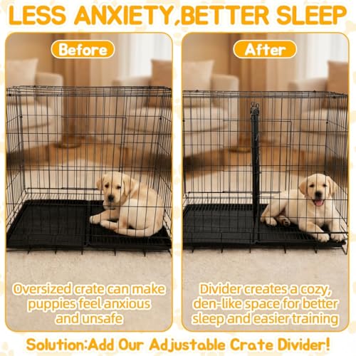 Dog Crate Divider Panel 2-Pack, 20.5" H Kennel Divider | Adjusts 15.7"-30.7" Width, Fits 30"-36" Wire Cages, Rust-Resistant Metal Structure, Potty Training for Puppies - size: 20.47"H