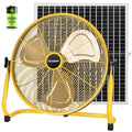 Fanspex 20" Solar Rechargeable Floor Fan for Outdoor Gazebo Greenhouse Barn | 111 Wh Battery Operated Fan, 360° Tilt with 35W Solar Panel Powered for Patio Camping Cooling or Air Circulation - size: 20"