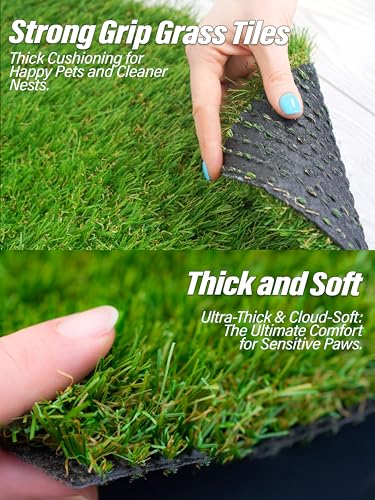 Chicken Nesting Box Pads Artificial Grass Reusable Thick Turf Mats for Chicken Coops, Hens Egg Laying Bedding (Rabbit, Hamster) - 5 Pack Washable 12x12 Inch Tiles
