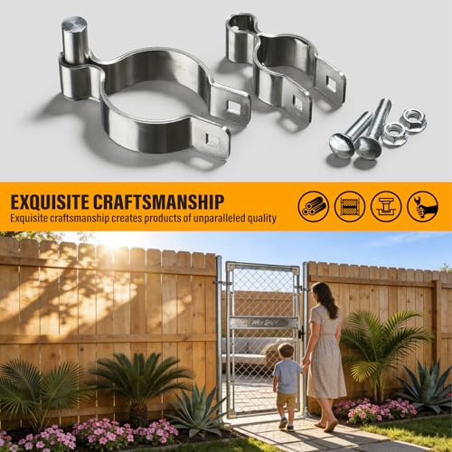 2 Pack 2-3/8" x 1-3/8" Chain Link Fence Gate Hinge, 304 Stainless Steel Heavy Duty Male Female Post Hinges with Bolts and Nuts - color: 2-3/8", size: 1-3/8"