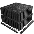 PRAISUN 0.56" Rubber Top Gym Flooring, Heavy Duty Gym Mats for Home Gym | Non-Slip Interlocking Workout Mat, 24 x 24in Large Gym Floor Mat, Protect Floors from Equipment, 96 Sq Ft, Black/Grey - size: 24 Tiles (96 Sq Ft)