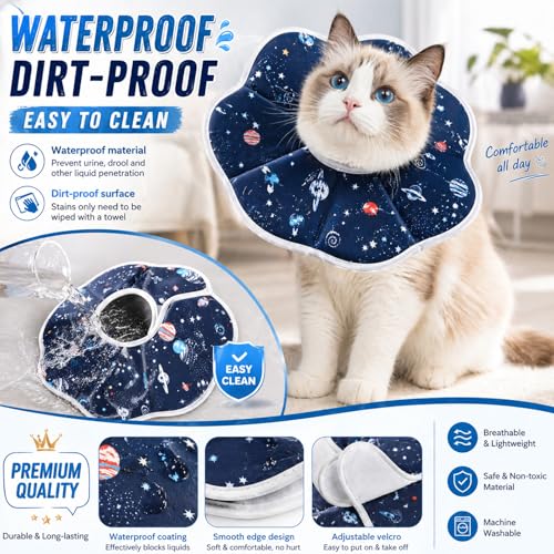 Mechpia Cat Cone Collar Soft, Cat Recovery Collar to Stop Licking, Protective Cat Neck Cone After Surgery for Small Medium Cats Kittens Puppies - size: S(Neck: 6.5" - 9")