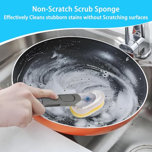 8 Packs Dish Wand Sponge Refills Compatible with Scrub Daddy - Replacement Heads, Dish Scrubber Brush for Cleaning Stuck-on Food, Sponge Replacement Heads for Kitchen Cleaning, (Only Refills)
