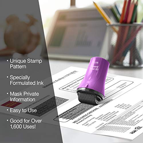 Guard Your ID Wide Identity Theft Protection Roller Stamp, 3-Pack for Mail - color: Purple, size: Wide 3-Pack