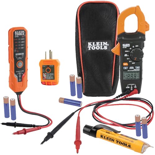 Klein Tools CL120VP Electrical Voltage Test Kit with Clamp Meter, Three Testers, Test Leads, Pouch and Batteries - size: Clamp Meter & 3 Testers Set