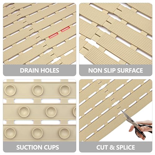 MBOSS Bathtub Mat Non Slip,Super Soft Bath Mat for Tub 24 X 24 Inch,Shower Mat with Suction Cups and Drain Holes,Non Slip Bathtub Mat for Elderly Bathroom - color: Brown
