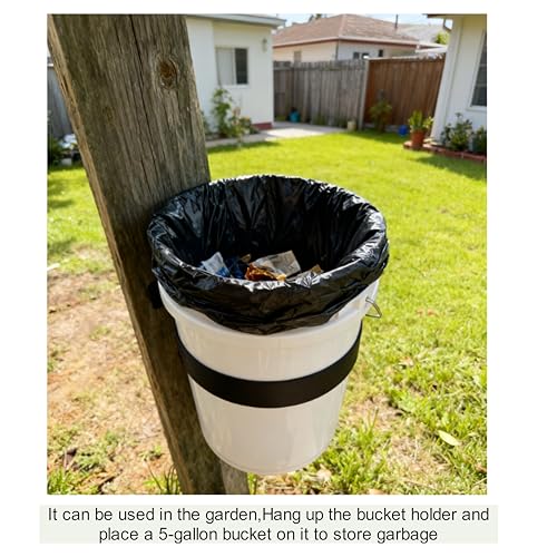 5-Gallon Bucket Holder, Wall-Mounted Istallation,Applicable to Courtyards, Warehouses, and Horse Farms (Excluding Buckets) (Black 1 PCS)