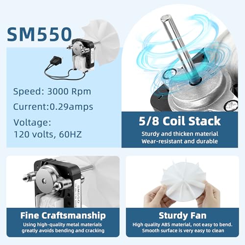 【Upgraded 100% Copper】 SM550 Bathroom Exhaust Fan Motor Compatible with Nu-Tone Br-oan Vent Fan, Replaces EM550 C01575 C65878 EM750 65100 VFM100, Bathroom Fan Motor by Fetechmate