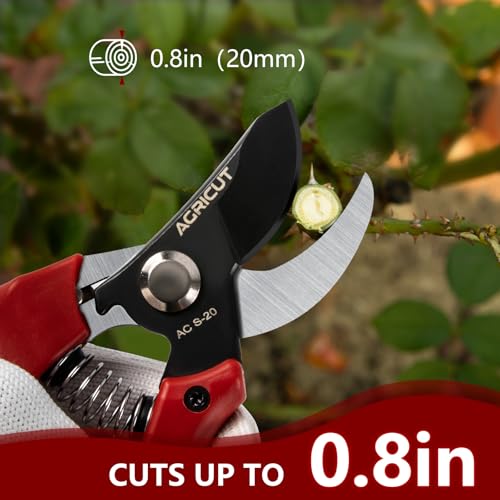 AGRICUT 7" Pruning Shears Heavy Duty Professional, Made of Japanese SK5 Steel Blades, 4/5 Cut Capacity, Bypass Hand Pruners Garden Clippers for Tree Flower Branch Trimming, S20 - style: Nylon Handle, High Carbon Steel