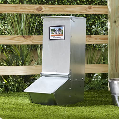 Brower 11H Single Door Automatic Easy Hog Feeder for Supplemental Feeding, 4 Week Old Piglets to Adult Sows, Farm Accessory, 1.5 Bushel or 50 Pounds