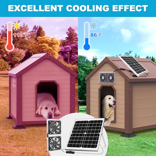 Solar Fan for Greenhouse, 20W Solar Powered Fan for Chicken Coop, Waterproof Exhaust Fan for Shed with 11.8ft/3.6m Cable - style: Solar Fan-20W