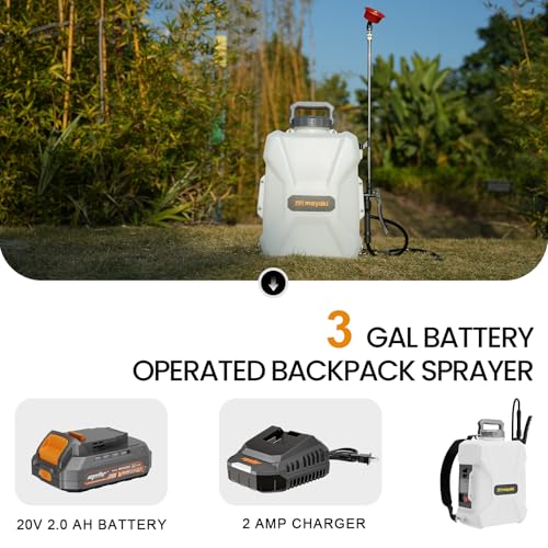 3 Gallon Lawn Garden Sprayer Compatible with DeWalt 20V MAX Battery | Backpack Pump Sprayer with 2.0Ah Battery,7 Nozzles, Adjustable Pressure,Translucent Tank for Spraying,Watering,Weeds,Cleaning - color: Gray