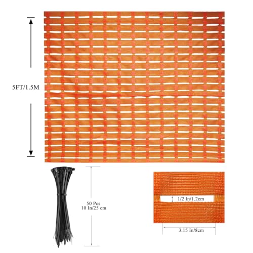 5 x 100 FT Orange Safety Fence, Plastic Construction Fence | Plastic Mesh Roll for Snow Fence, Driveway Marking, Hazard Areas, Work Zones & Property Boundary