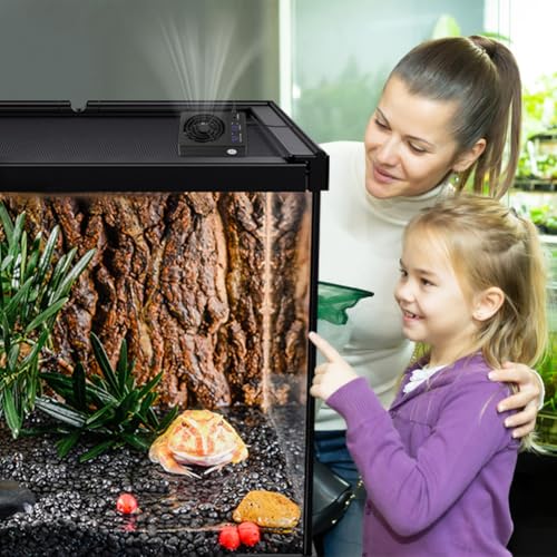 Reptile Ventilation Fan, Auto Temperature/Thermometer Control LED Digital Humidity Gauge, °C/°F Switchable Dehumidifier for Reptile Tank, Rainforest, Ecological Pet Rearing Box (Automatic Humidity) - size: Automatic humidity