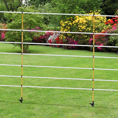 10 PCS Electric Fence Posts, 3/8" x 57" Step in Fence Post | 7 Wire Clips, Metal Ground Spikes, Easy Step-in Fiberglass Fence Posts for Temporary Electric Fencing, Farm Livestock, Garden - size: 57Inch-10PCS