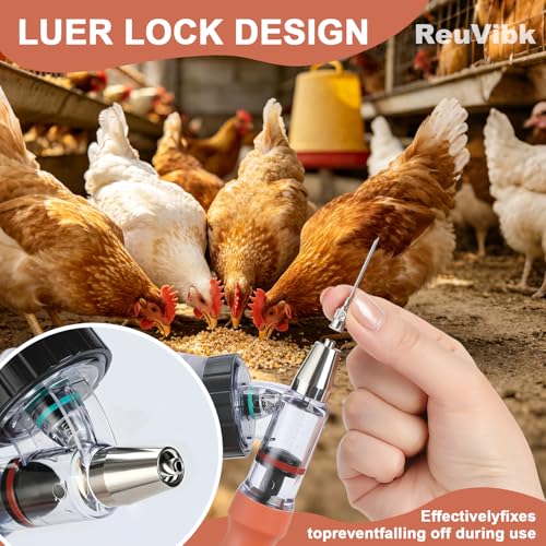 5ml Continuous Self-Refilling Livestock Syringe, 10 Needles Included | Adjustable dosage from 0.5ml to 5ml Veterinary Injection Gun for Chicken, Duck, Pig, Sheep, Cow Poultry - color: Yellow