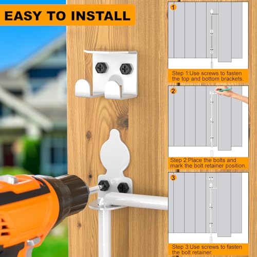 24" Cane Bolt Drop Rod for Gate, White Heavy Duty Gate Latch 2 Pack | Gate Latch for Wooden Fence Metal Gates, Gate Ground Stopper Hardware for Wood PVC Vinyl Metal Gates - color: 24"-White, size: 2 Pack