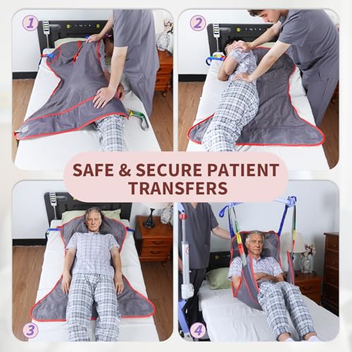 500lbs Mesh Full Body Sling for Lift - Patient Transfer Sling with Wide Pads for Elderly & Disabled,Compatible and Multi-Scene Transfer (Large) - size: Large