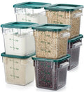 CURTA 8-Pack 4 Qt NSF Clear Polycarbonate Food Storage Containers with Green Lids - Square, Commercial-Grade, Freezer & Dishwasher Safe, Stackable - color: 4.0 Qt 8-Pack(Green Lids)