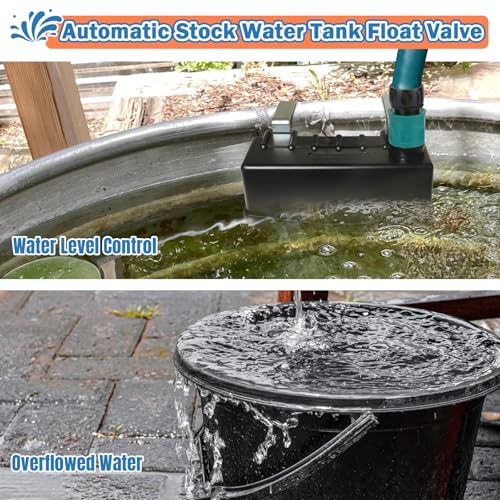 Water Trough Float Valve for Stock Tank,w/Hose Connector,Fit 3/4" NPT Hose | Livestock Stock Water Tank Float Valve for Pond Farm Cattle Goat Horse Swimming Pool, 2PCS Autofill Livestock Waterer Level - style: Stock Tank Float Valve with Connector-2PCS