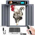 Automatic Chicken Coop Door, Extra Large Size, Anti-Pinch Design,Programmable Timer & Light Sensor Modes, Large LCD Display, Solar Powered Auto Chicken Door Opener with Remote Control（50-100m）
