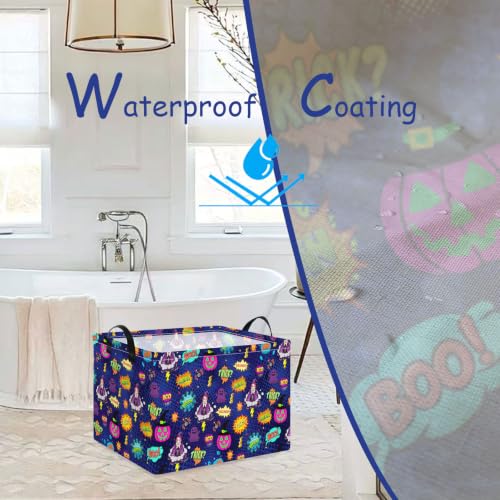 NTAOHAMPER Rectangular Storage Basket Empty,Storage Bin with Handles,Room Decor,Gift Basket,Book Box(Pop Halloween) - color: Pop Halloween