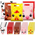 Resurhang 50 Pcs Farm Animal Favor Bags Bulk 6.5x9.8 Inch Plastic Farm Theme Goodie Treat Gift Bags Funny Candy Cookie Tote for Farmhouse Barnyard Birthday Decor Supplies Baby Shower Wrapping - style: Farm Animal