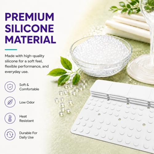 Webos Silicone Bath Mat with Suction Cups – Non-Slip Foldable Bathtub & Shower Mat, Durable & Quick-Dry Safety Tub Mat with Large Drain Holes for Families 28"x 14" White - color: White, size: 28" x 14" (Rectangular)