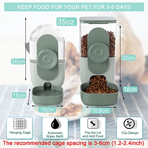 Lemtrflo Rabbit Feeder, Bunny Water Bottle Dispenser, Pet Cage Food Bowl | Suitable for Rabbits, Guinea Pigs, Ferrets, Cat and Other Small Pets - color: Green