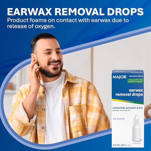 MAJOR Earwax Removal Drops with 6.5% Carbamide Peroxide, 0.5 Fl Oz (1-Pack) | Helps Soften, Loosen, and Remove Excess Earwax, Gentle & Safe Earwax Removal Aid for Adults & Children 12+ - size: 0.5 Fl Oz (Pack of 1)
