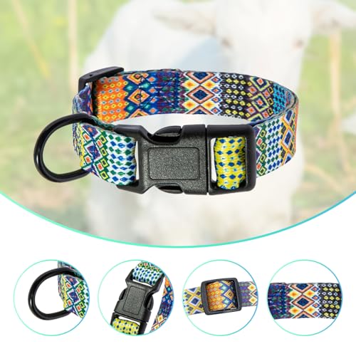 Goat Collar, 3 Pack Goat Collars with Metal Bell, Polyester Adjustable Collar with Bronze Metal Bell for Sheep, Cow, Dog and Other Small Farm Animals