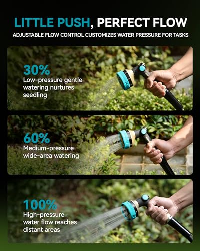 RAINPOINT Hose Sprayer Nozzle Heavy Duty - 8 Spray Patterns Garden Hose Nozzle with Adjustable Flow Control for Watering Plants, Washing Cars,Washing Pets, Thumb Control (Blue) - color: Blue