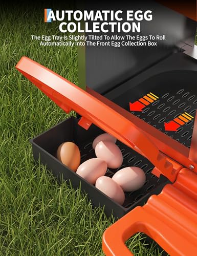 Metal Chicken Nesting Box with Easy-Collect Tray & Lid – 3/4/2x2 Compartment Heavy Duty Roll Away Nesting Boxes for Chickens, Wall Mount or Freestanding, Galvanized Steel Hen Laying Box for Coop