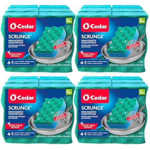 O-Cedar Multi-Use Scrunge Scrub Sponge (Pack - 24) - size: 6 Count (Pack of 4)