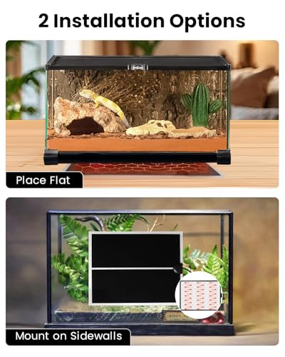 MQ Reptile Terrarium Heat Pad with LCD Digital Aquarium Thermometer, 11 x 16.5in Power Adjustment Under Tank Heater Mat for Pets, Small Animals, Seedling, 20W - size: 20W, 11*16.5 in