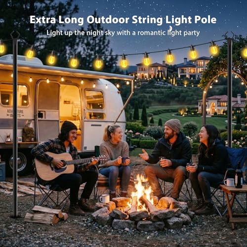 LETIANPAI 8 Pack String Light Poles,10 FT Metal Poles with Fork for Outdoor String Lights,Outdoor Light Poles with Fork,Poles/Post/Stand for Outside - size: 8 Pack 10FT