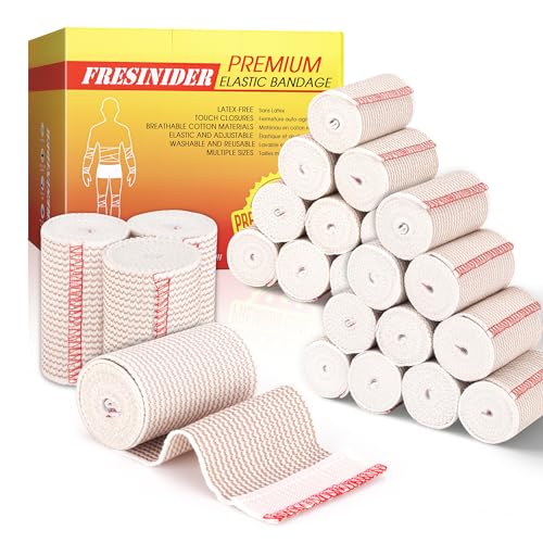 FRESINIDER Premium Elastic Bandage Wrap 3 Inch, 24 Pack, Hook and Loop | Versatile 3-Inch Cotton Compression Wrap for Ankle, Wrist and Elbow; Bulk Box for Clinics, Teams and First-Aid Stations. - color: 24 Pack X 3 Inches