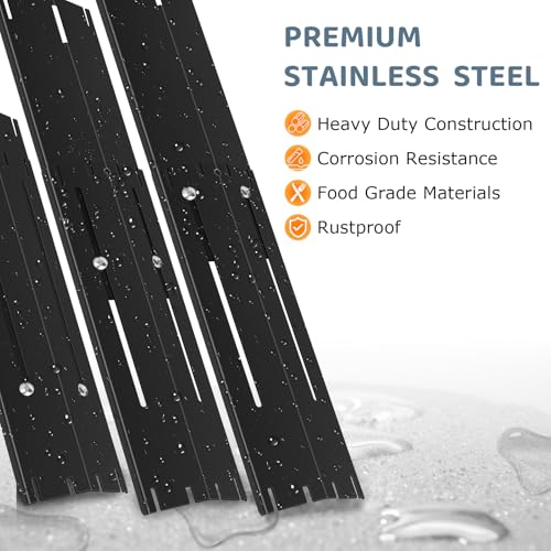 Universal Porcelain Steel Adjustable Grill Heat Plates Heat Tents Heat Shields Grill Burner Cover,Compatible with Charbroil, Nexgrill, Brinkmann, Dyna Glo etc.,Extends from 11.75" up to 21" L,5 Pack - size: Porcelain Enameled 5-Pack