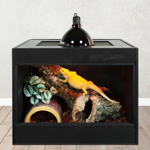 REPTI ZOO Upgrade Reptile Light Fixture with Dimming,8.5 inch Deep Dome Lamp Fixture for Reptile Tank Terrarium, Reptile Heat Lamp Fixture for UVB UVA Bulb Basking Heat Bulb