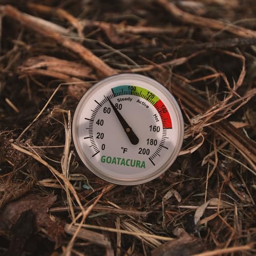 Compost Soil Thermometer, 304 Stainless Steel Case and Probe,1.75" Dial Size, 16" Stem Length, 0-200 Deg F, 3 Temperature Zones - size: L=16"