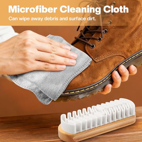 2 Pcs Suede Shoe Brush Nubuck Leather Cleaner Shoes Shine Dauber Crepe Applicators Set with Cleaning Cloth(Suede Brush with Cloth) - style: Suede Brush with Cloth
