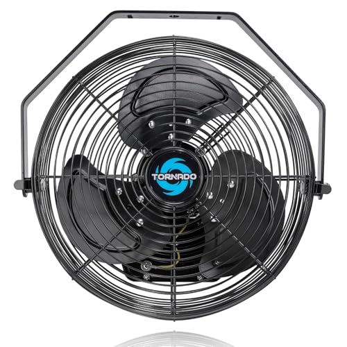 Tornado 20-Inch High Velocity Wall Fan - Outdoor Rated, IPX4 Water-Resistant, 3-Speed, 4750 CFM - Industrial, Commercial & Residential Use, Perfect for Greenhouses, UL Safety Certified - size: 20 Inch