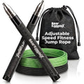 Bear KompleX Speed Jump Rope - Adjustable Tangle-Free Skipping Rope, Lightweight Handles, Smooth 360° Swivel Bearings, 2 Steel Cables, Free Carrying Case - color: Black/Green