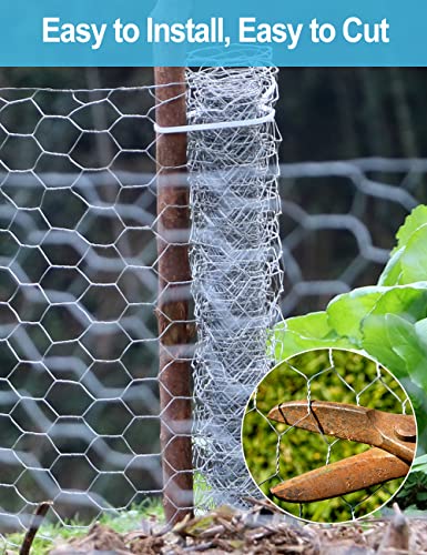 TOYPOPOR Chicken Wire 16in x 66ft(40cm x 20m), Outdoor Anti-Rust Hexagonal Galvanized Chicken Wire Mesh Fencing to Protect Gardening Plants Vegetables Flowers Fruits from Dogs Rabbits Squirrels, 16ft - size: 16 in x 66 ft (100 Ties)