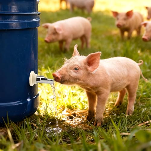 Pig Nipple Waterer for Barrel Kits, 3pcs Stainless Steel Automatic Pig Drinker Feeder Water Tank Connector with 1 Hole Opener & PTFE Tapes, Watering Systems Kit for Pig/Goats/Swine/Piglets/Drinking