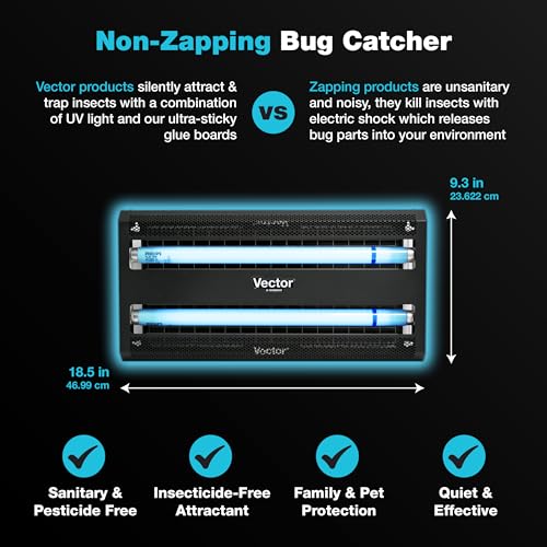 Catchmaster Vector 30 Black Wall-Mounted UV Fly Light Trap - 1,500 sq. ft. Catch Zone, Fly Trap for Food Prep & Dining Areas, Deli, Meat & Bakery, Clean Medical Spaces, UV Lamp Flying Insect Killer - style: 30W Black